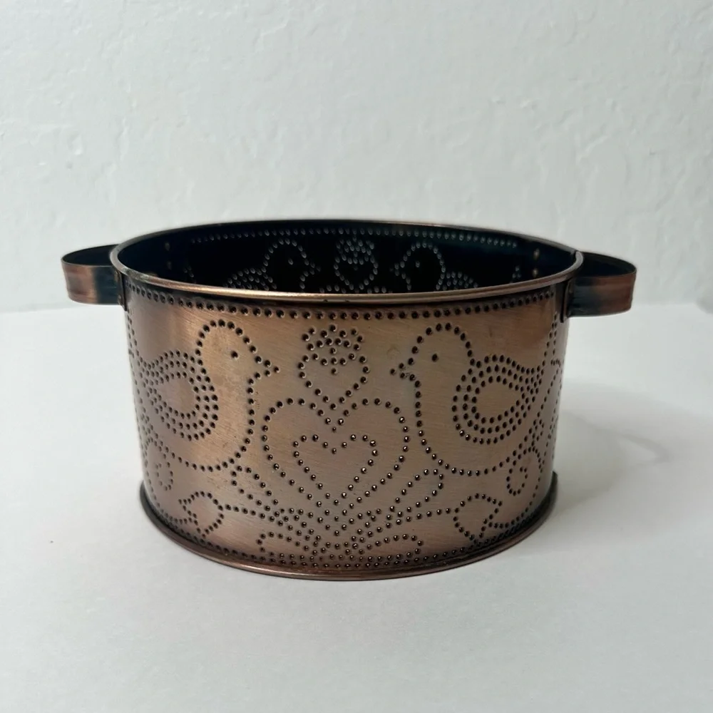 Vintage Punched Copper Casserole Dish 6 1/2